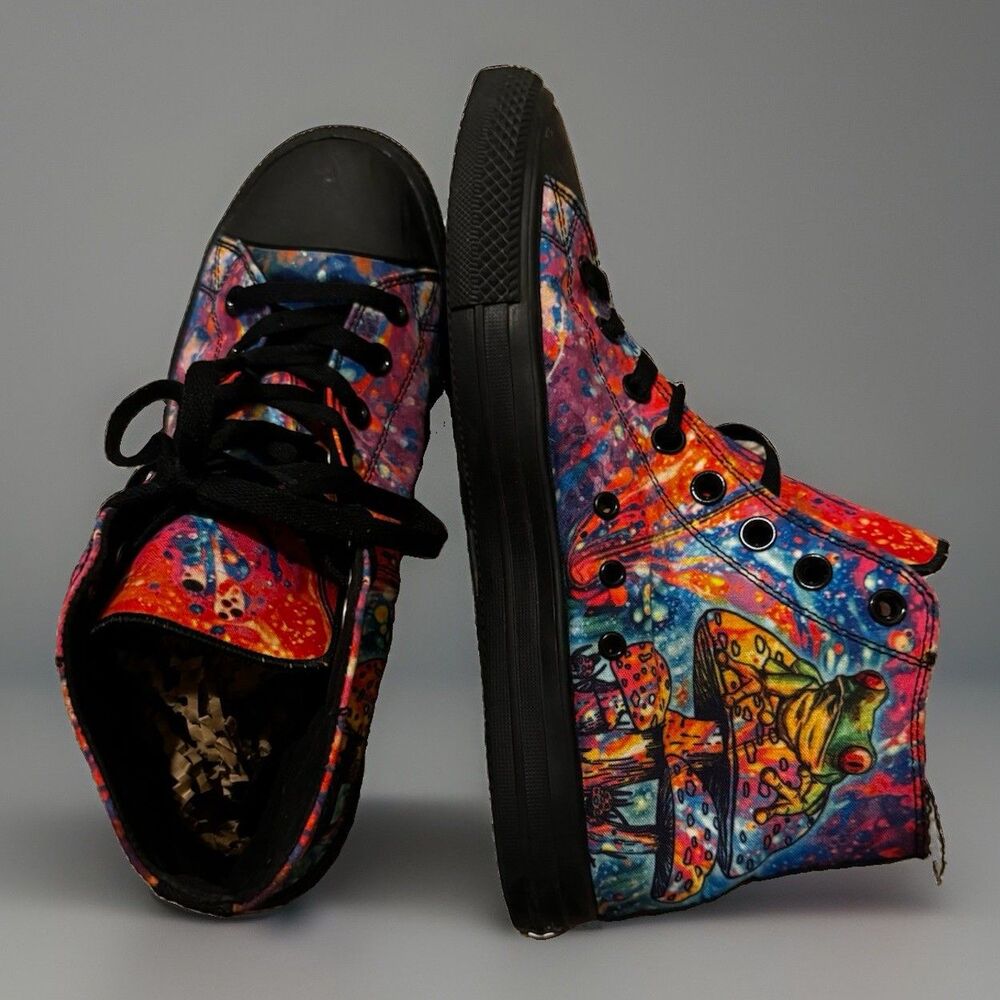 EUC RAAD Shop Psychedelic Frog Mushroom High Top Sneakers Canvas M9 W11